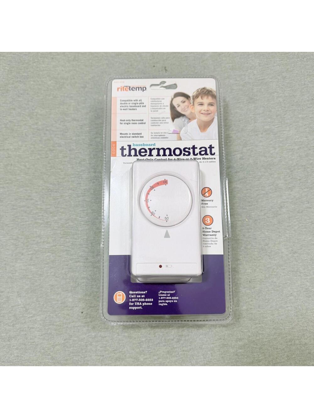 RITE-TEMP Ritemp Model 6004 Baseboard Heat Only Control Thermostat New Sealed